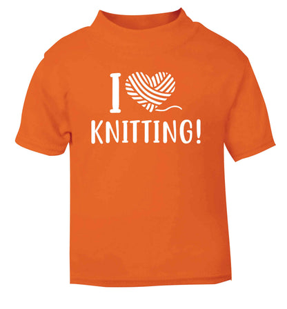 I love knitting orange Baby Toddler Tshirt 2 Years
