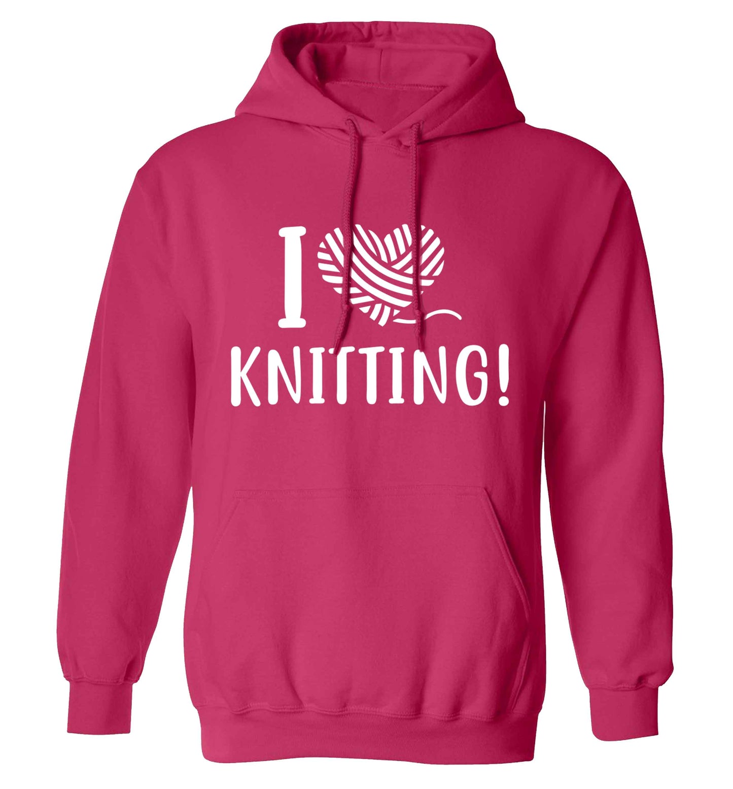 I love knitting adults unisex pink hoodie 2XL