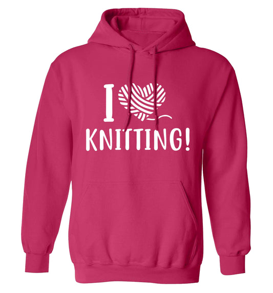I love knitting adults unisex pink hoodie 2XL