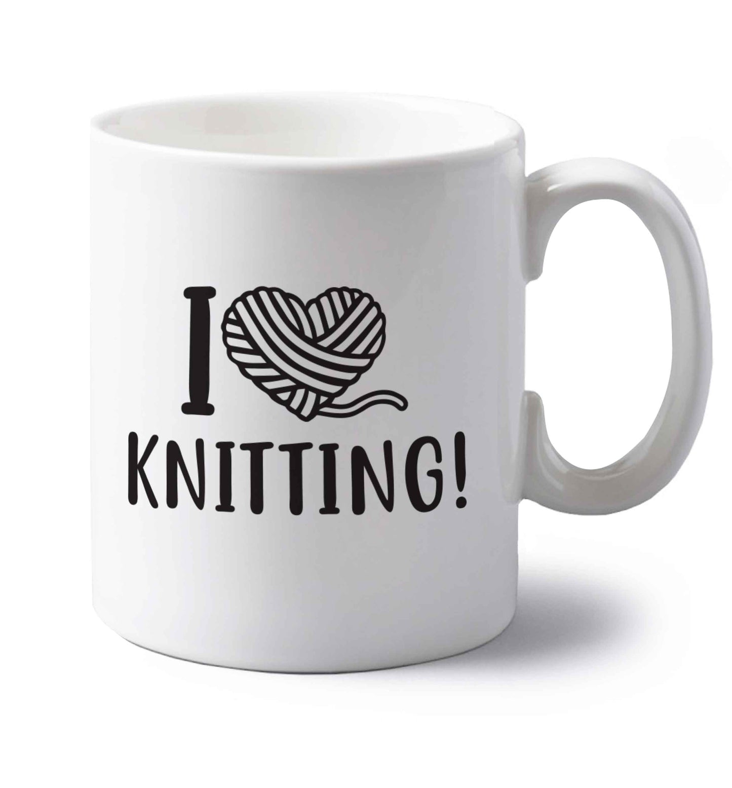 I love knitting left handed white ceramic mug 