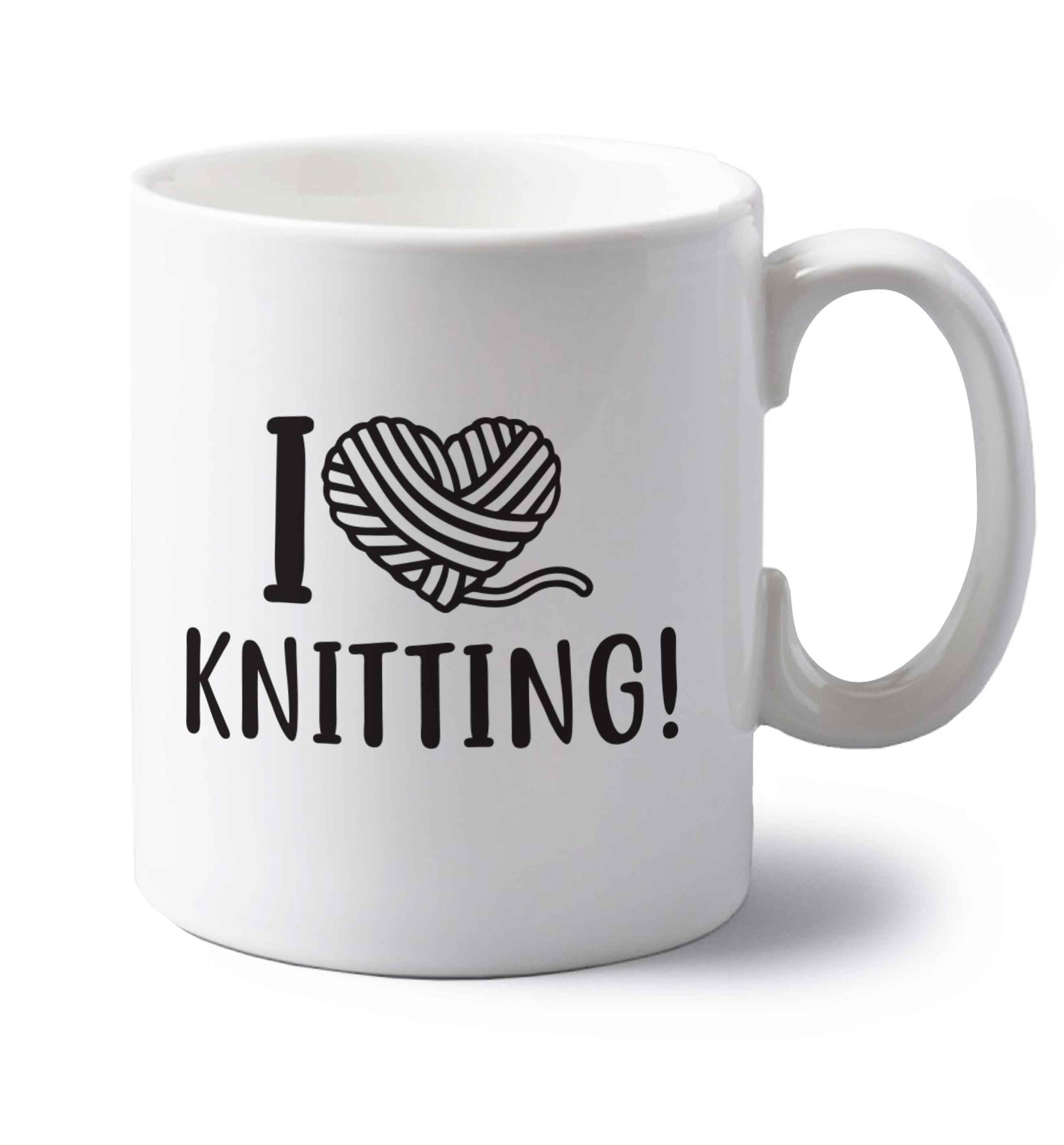 I love knitting left handed white ceramic mug 