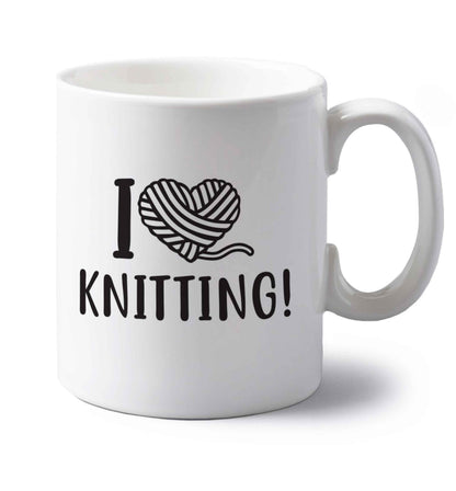 I love knitting left handed white ceramic mug 