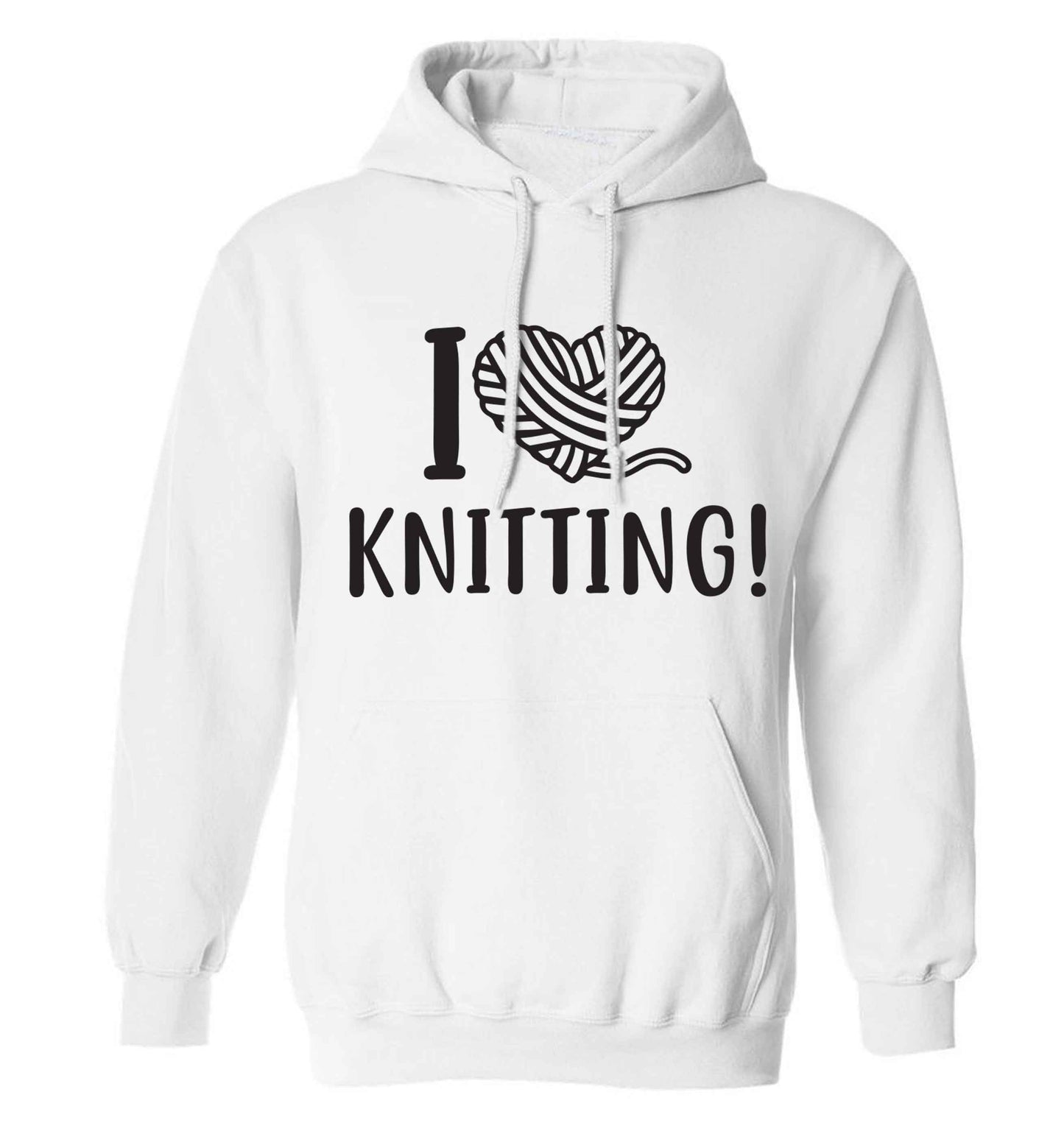 I love knitting adults unisex white hoodie 2XL