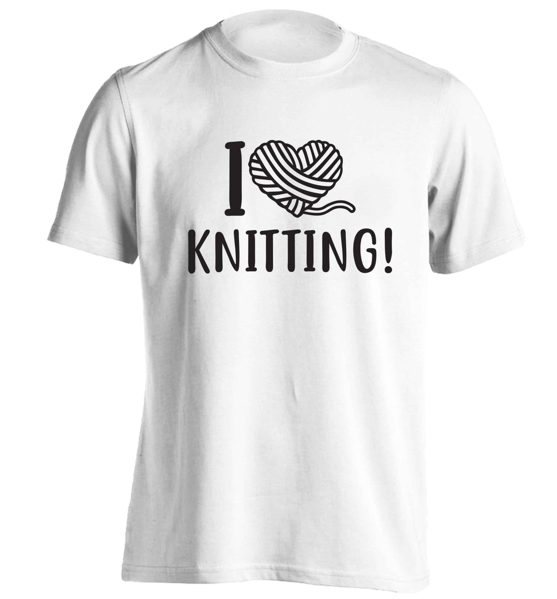 I love knitting adults unisex white Tshirt 2XL