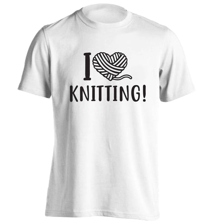 I love knitting adults unisex white Tshirt 2XL