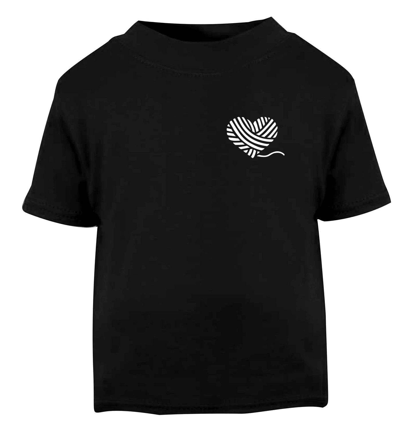 Knitted heart pocket Black Baby Toddler Tshirt 2 years