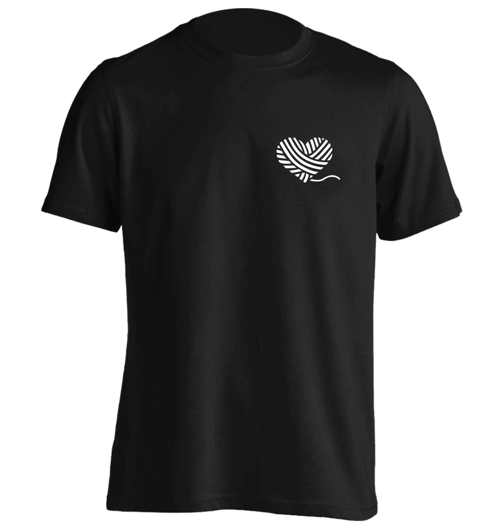 Knitted heart pocket adults unisex black Tshirt 2XL