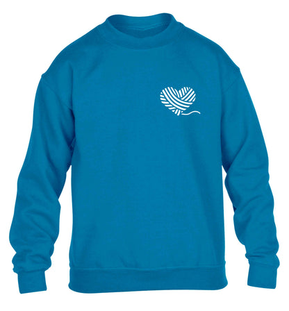 Knitted heart pocket children's blue sweater 12-13 Years