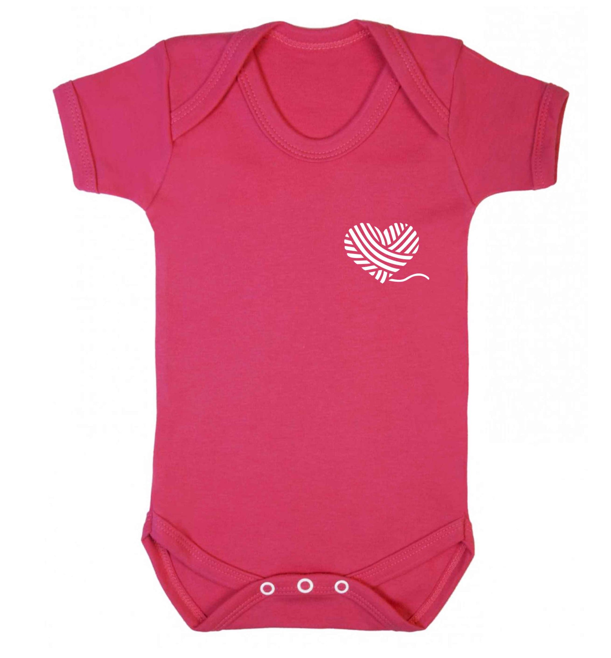 Knitted heart pocket Baby Vest dark pink 18-24 months