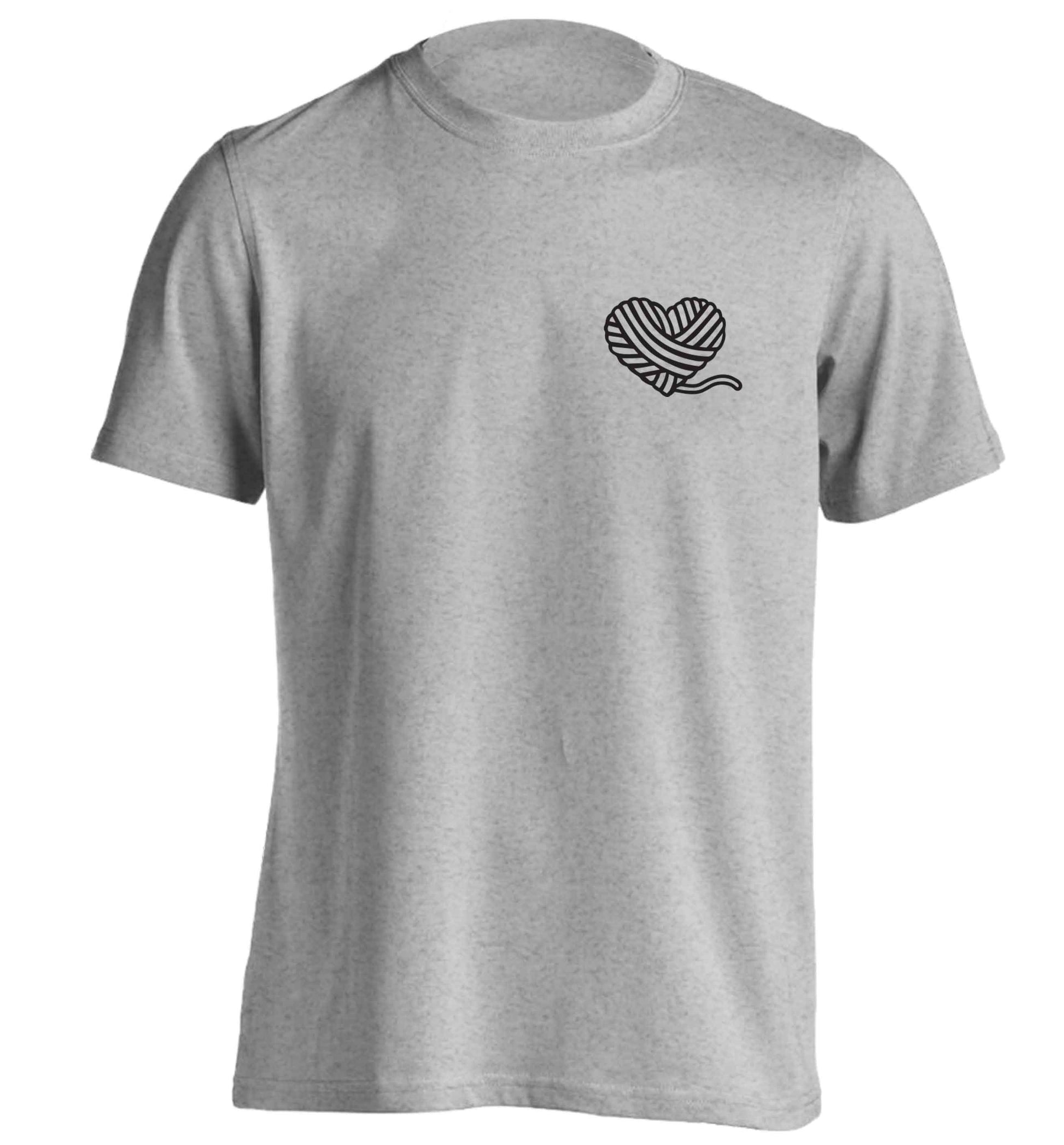 Knitted heart pocket adults unisex grey Tshirt 2XL