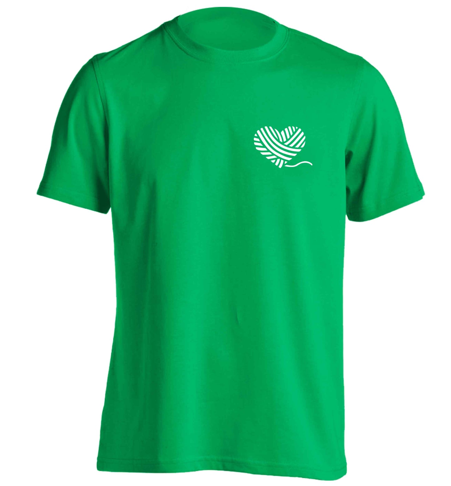 Knitted heart pocket adults unisex green Tshirt 2XL