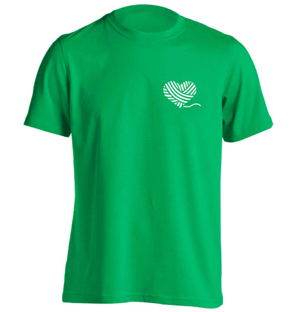 Knitted heart pocket adults unisex green Tshirt 2XL