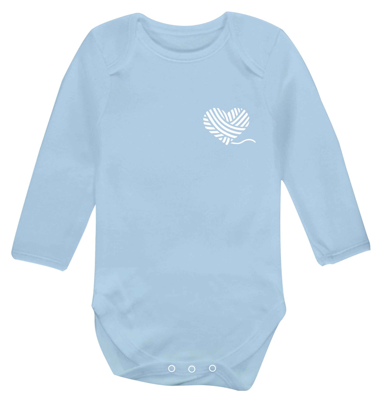 Knitted heart pocket Baby Vest long sleeved pale blue 6-12 months