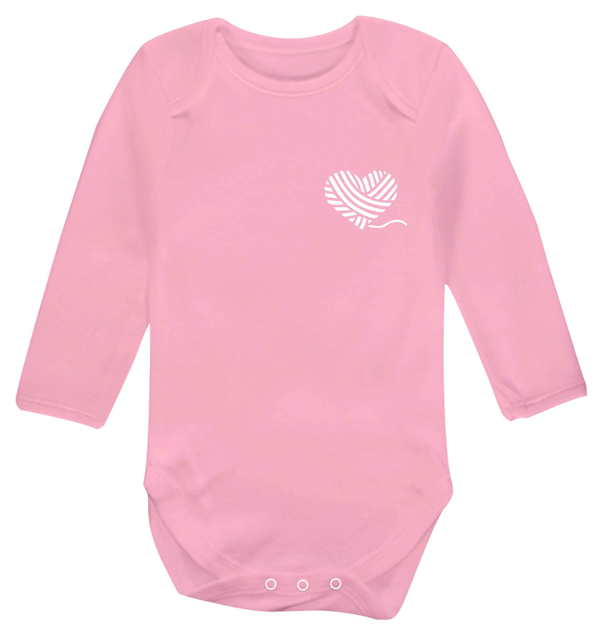 Knitted heart pocket Baby Vest long sleeved pale pink 6-12 months