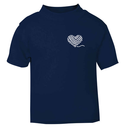 Knitted heart pocket navy Baby Toddler Tshirt 2 Years