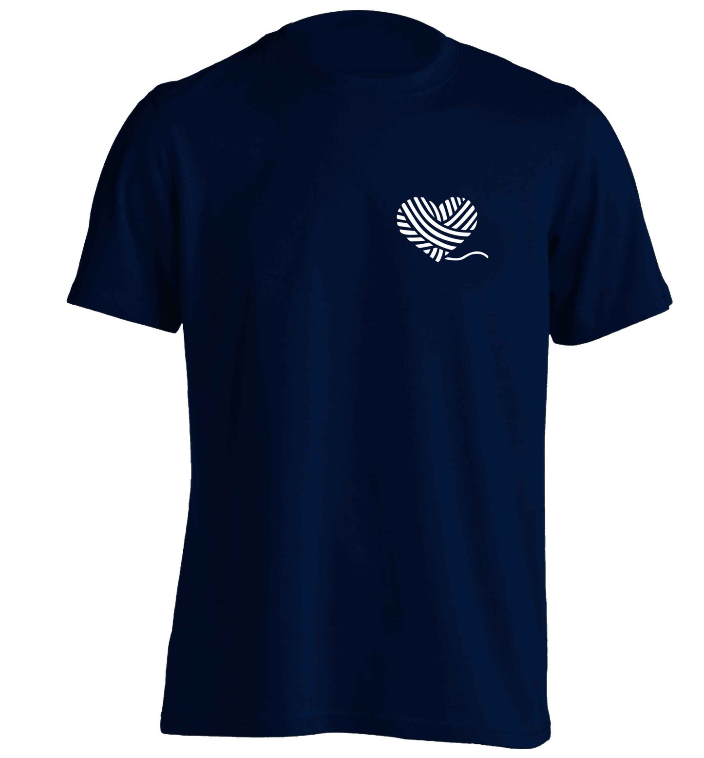 Knitted heart pocket adults unisex navy Tshirt 2XL