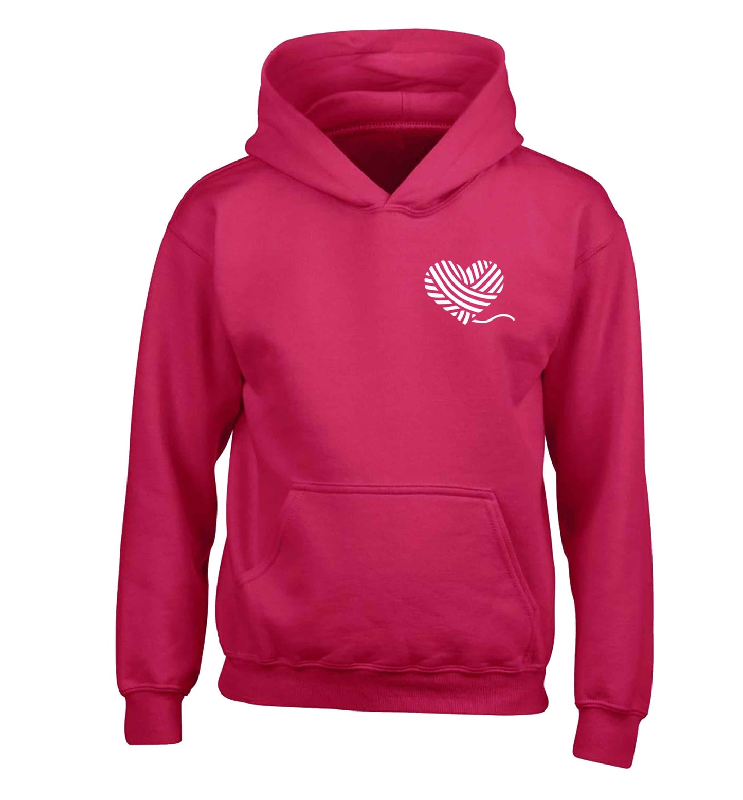 Knitted heart pocket children's pink hoodie 12-13 Years