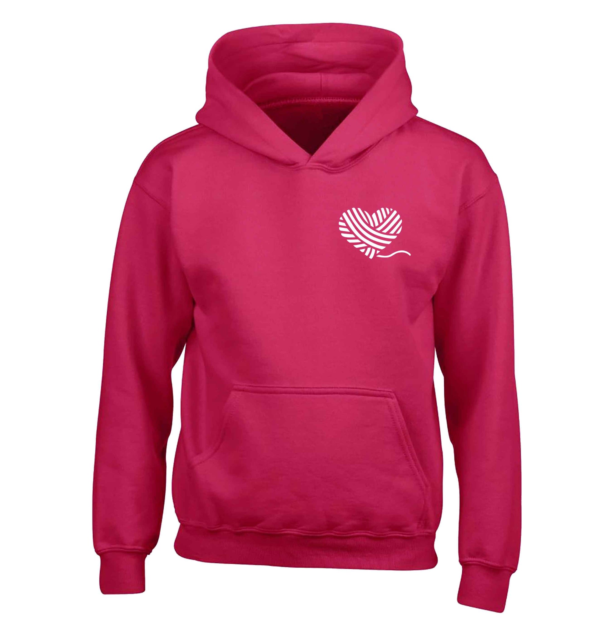 Knitted heart pocket children's pink hoodie 12-13 Years
