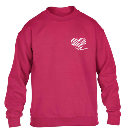 Knitted heart pocket children's pink sweater 12-13 Years