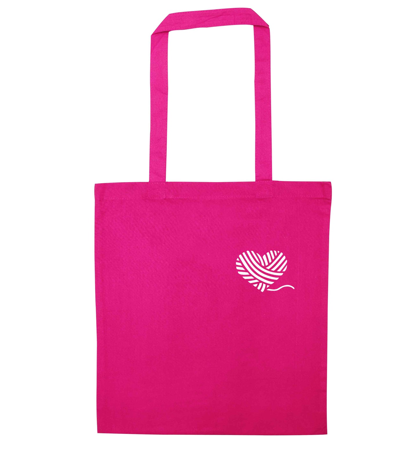 Knitted heart pocket pink tote bag