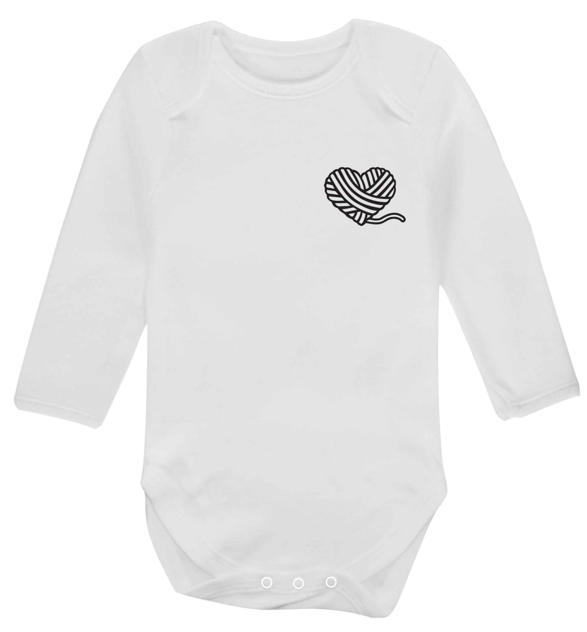Knitted heart pocket Baby Vest long sleeved white 6-12 months