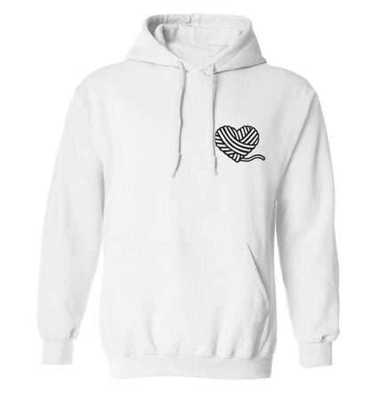 Knitted heart pocket adults unisex white hoodie 2XL