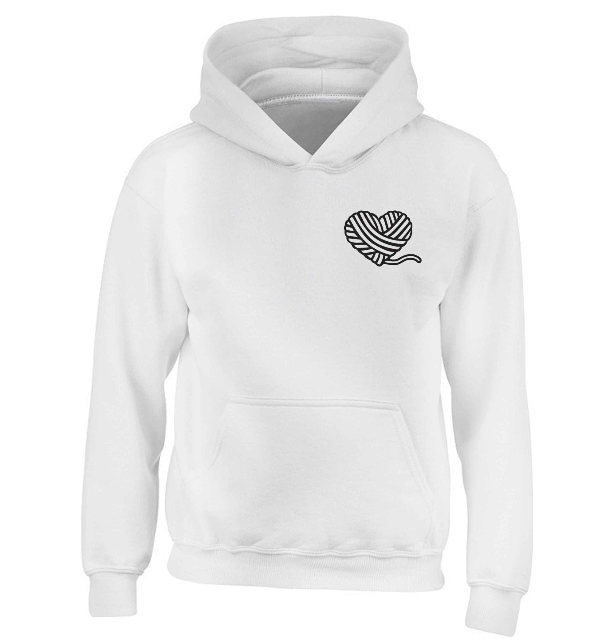 Knitted heart pocket children's white hoodie 12-13 Years