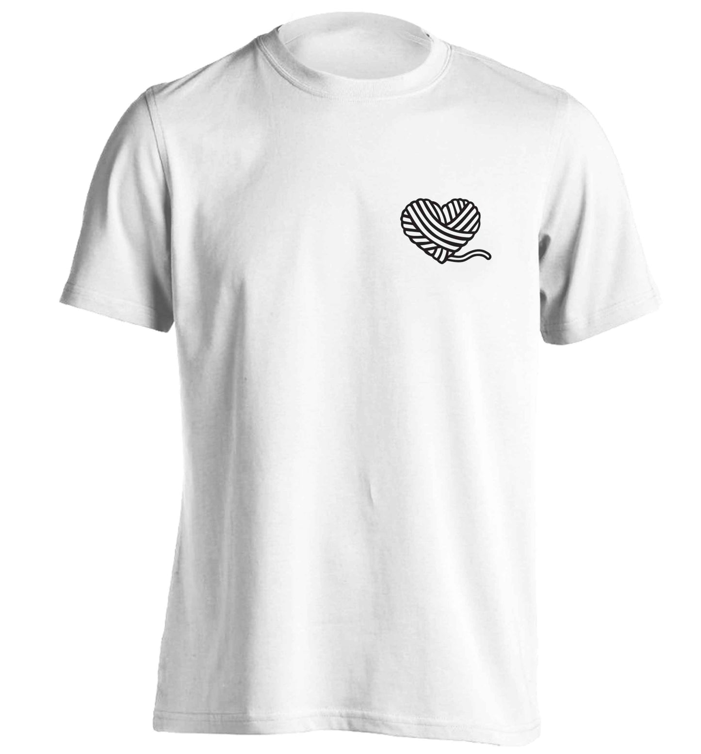 Knitted heart pocket adults unisex white Tshirt 2XL