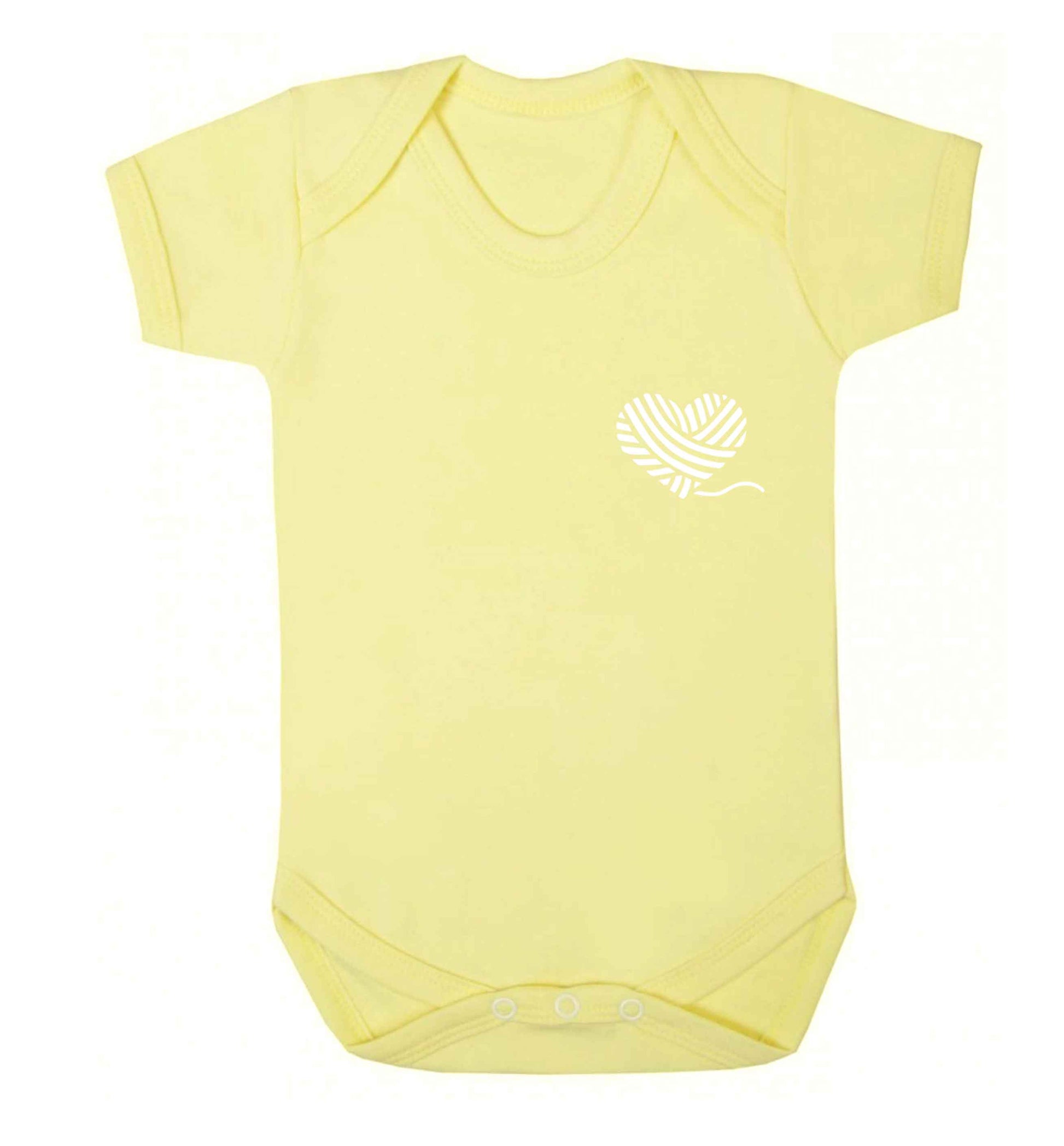 Knitted heart pocket Baby Vest pale yellow 18-24 months