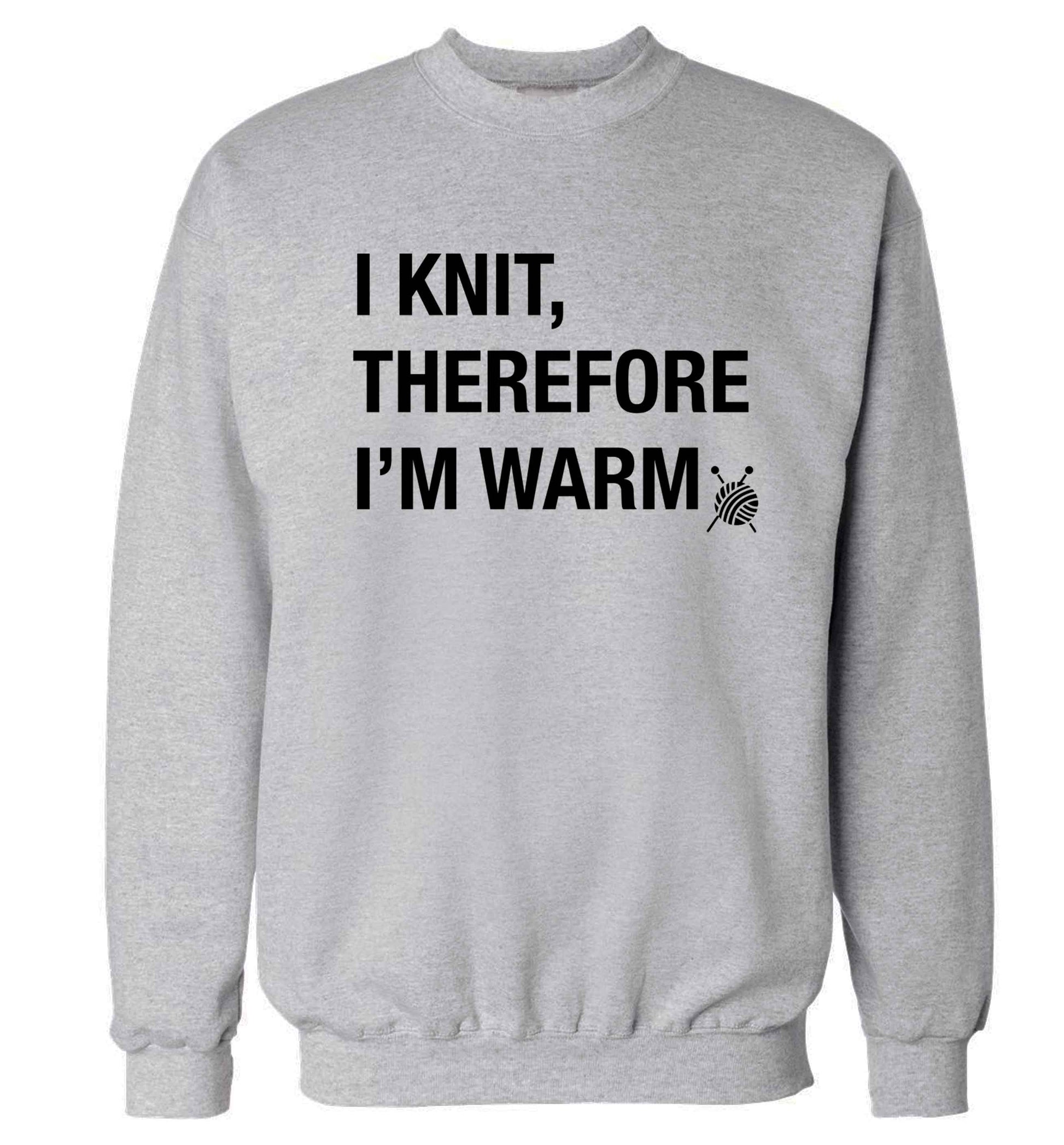 I knit therefore I'm warm Adult's unisex grey Sweater 2XL