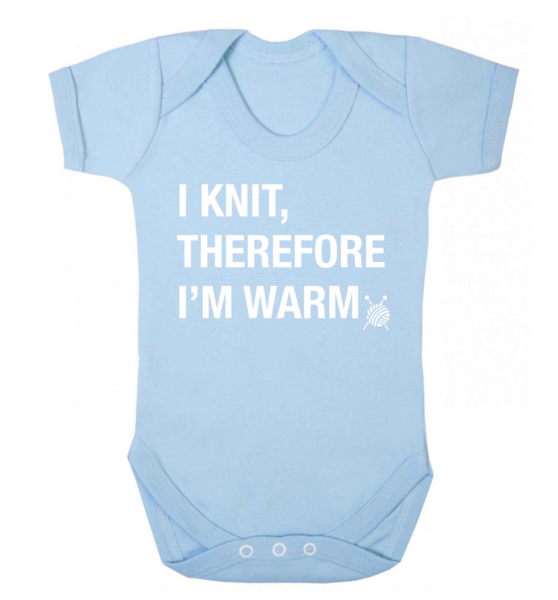 I knit therefore I'm warm Baby Vest pale blue 18-24 months