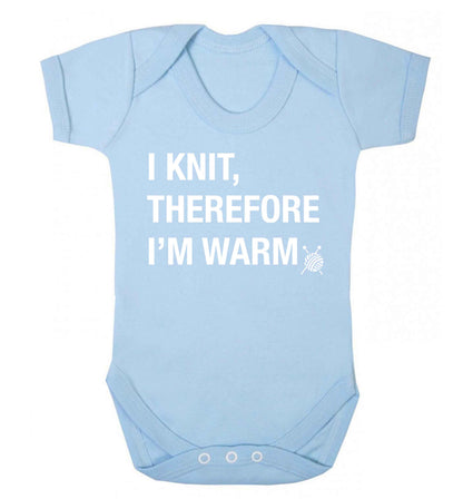 I knit therefore I'm warm Baby Vest pale blue 18-24 months