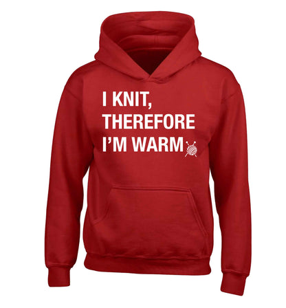 I knit therefore I'm warm children's red hoodie 12-13 Years