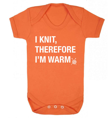 I knit therefore I'm warm Baby Vest orange 18-24 months
