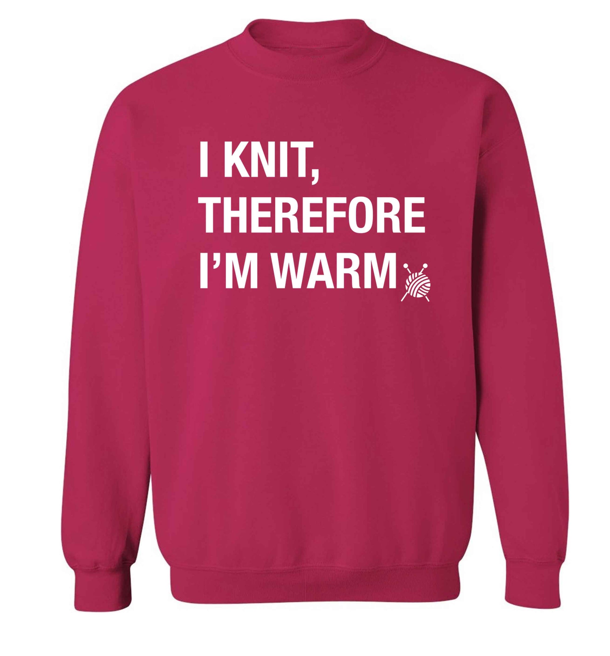 I knit therefore I'm warm Adult's unisex pink Sweater 2XL