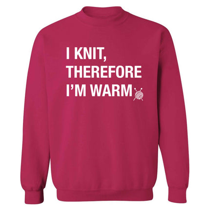 I knit therefore I'm warm Adult's unisex pink Sweater 2XL