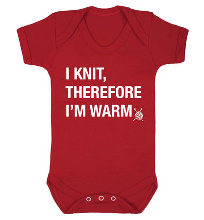 I knit therefore I'm warm Baby Vest red 18-24 months