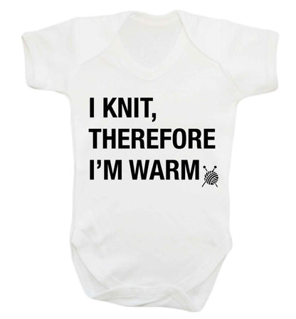I knit therefore I'm warm Baby Vest white 18-24 months