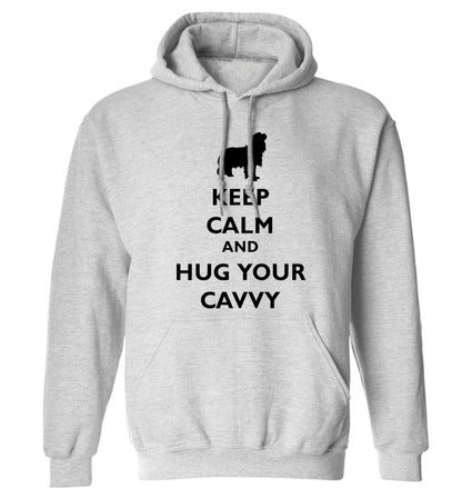 Keep calm and hug your cavvy adults unisex grey hoodie 2XL