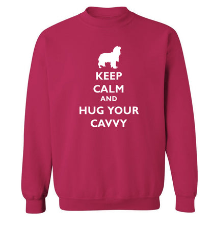 Keep calm and hug your cavvy Adult's unisex pink Sweater 2XL