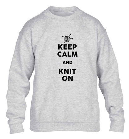 Keep calm and knit on children's grey sweater 12-13 Years