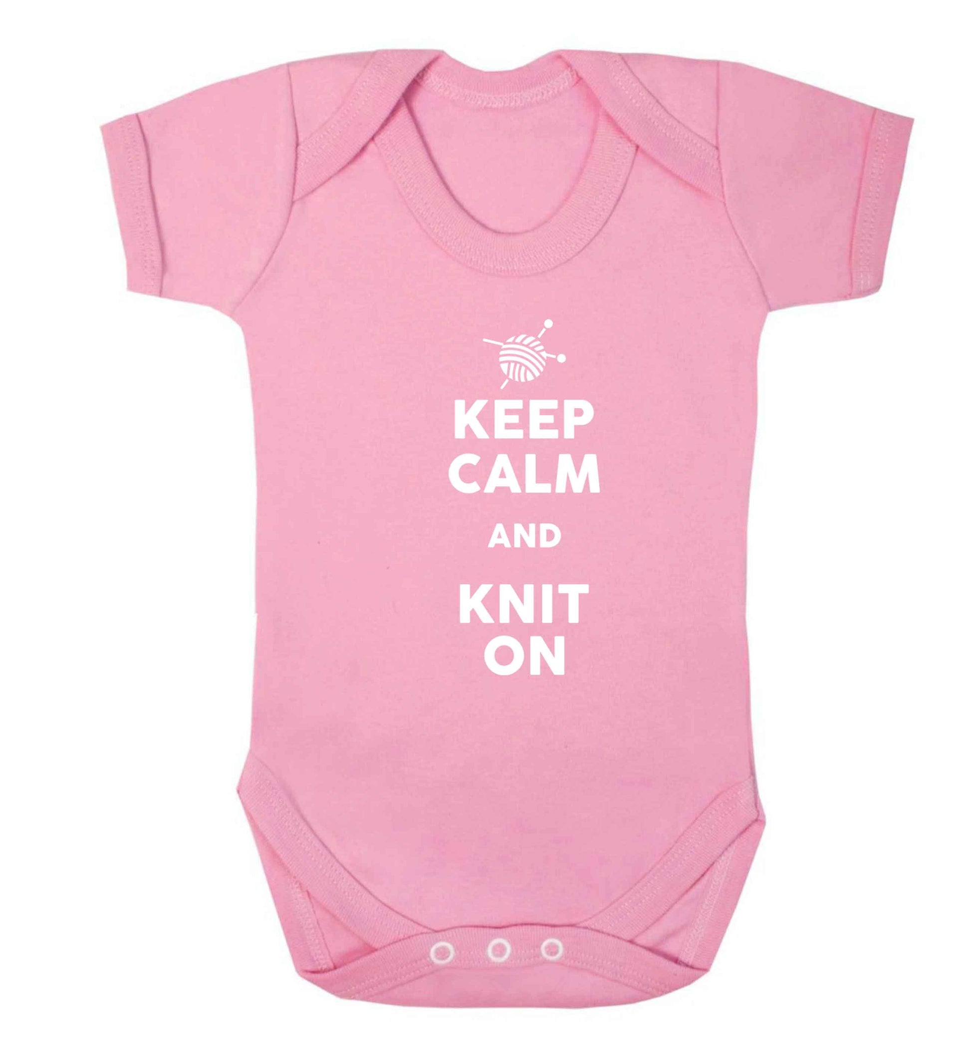 Keep calm and knit on Baby Vest pale pink 18-24 months