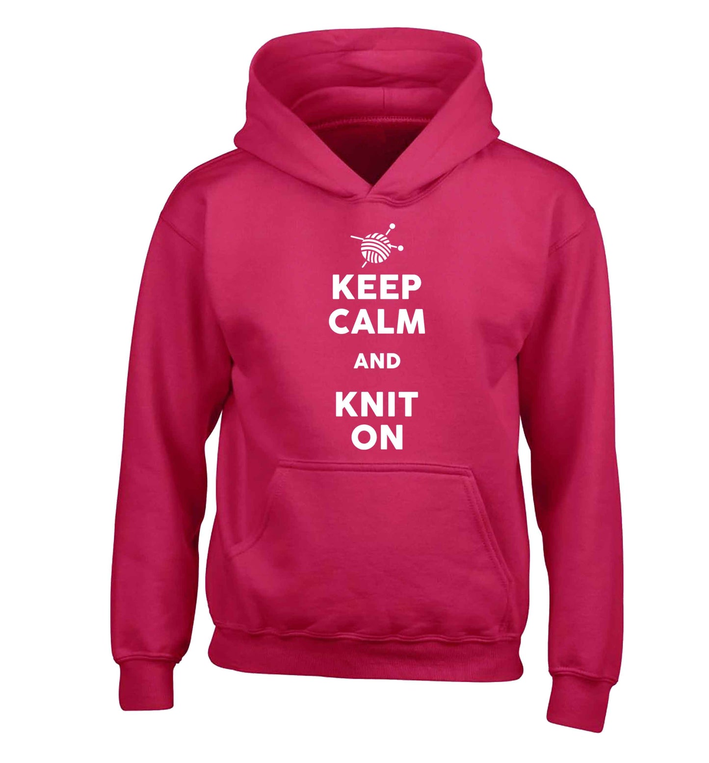 Keep calm and knit on children's pink hoodie 12-13 Years