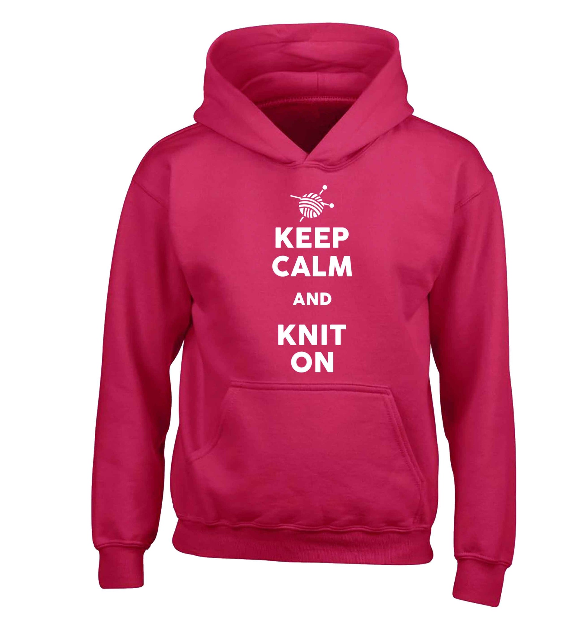 Keep calm and knit on children's pink hoodie 12-13 Years