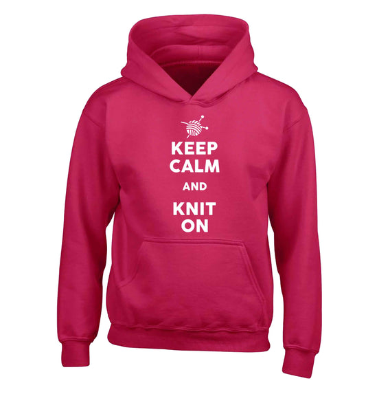 Keep calm and knit on children's pink hoodie 12-13 Years