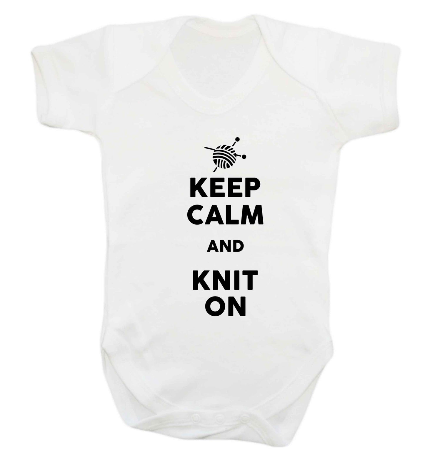 Keep calm and knit on Baby Vest white 18-24 months