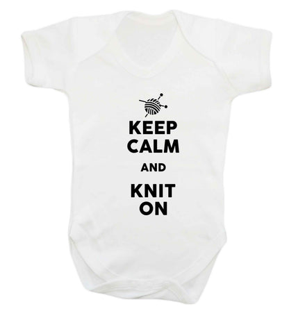 Keep calm and knit on Baby Vest white 18-24 months