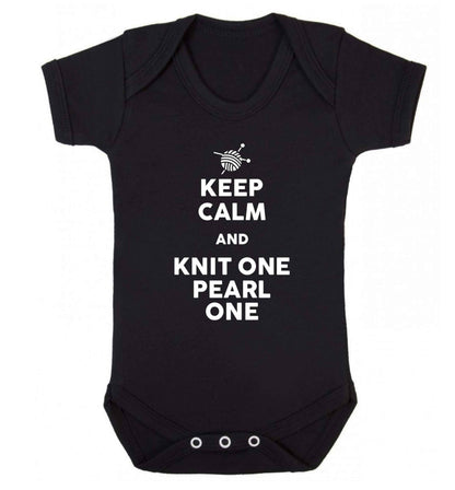 Keep calm and knit one pearl one Baby Vest black 18-24 months
