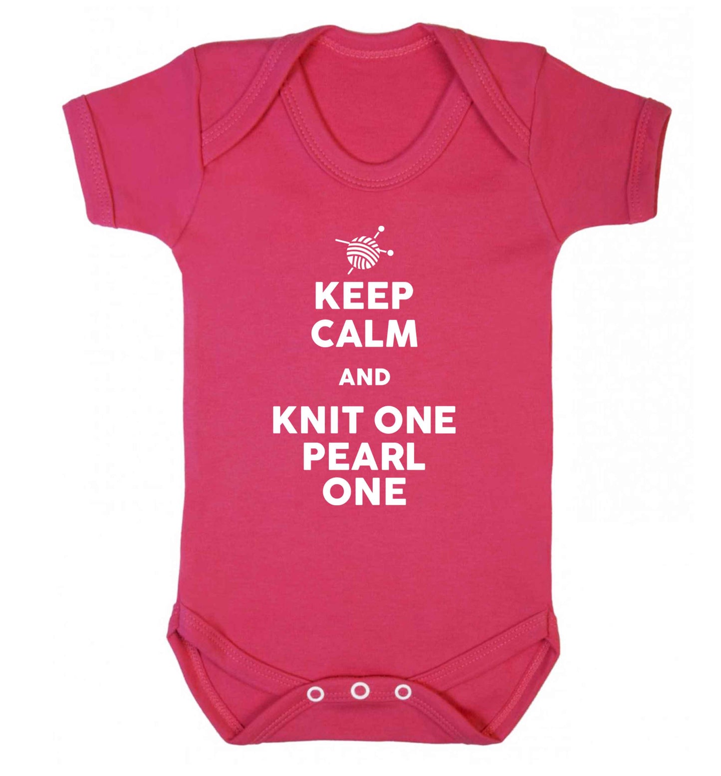 Keep calm and knit one pearl one Baby Vest dark pink 18-24 months