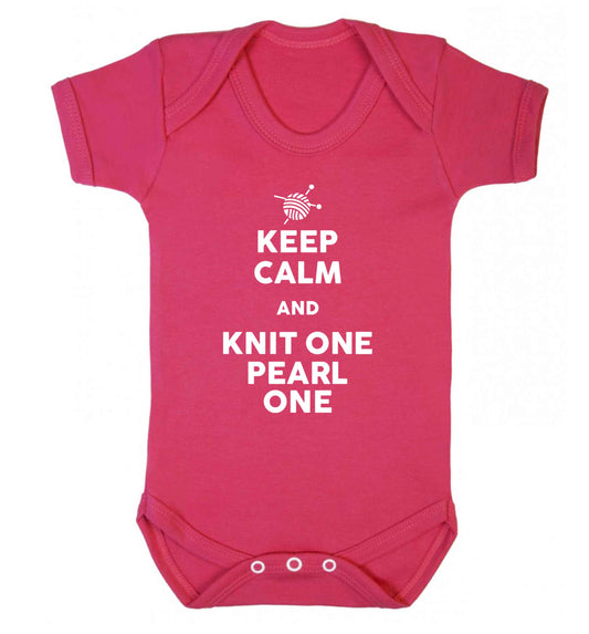 Keep calm and knit one pearl one Baby Vest dark pink 18-24 months